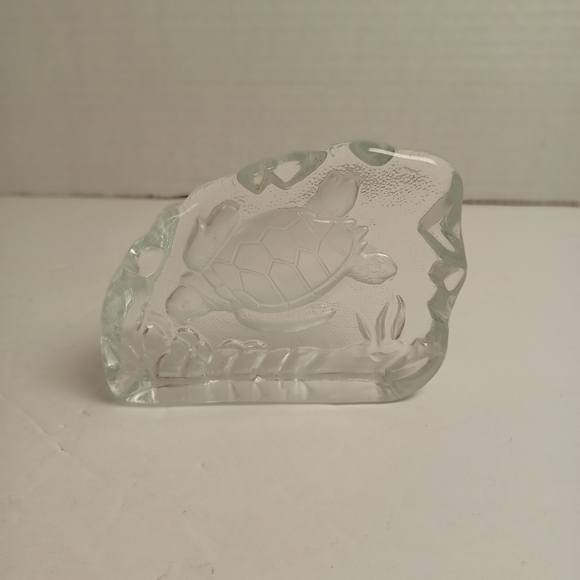 Other - Clear Art Glass Paperweight Solid Glass 3D Impressed‎ Etched Frosted Sea Turtle